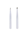 White Eyebrow Tweezers Set of 2