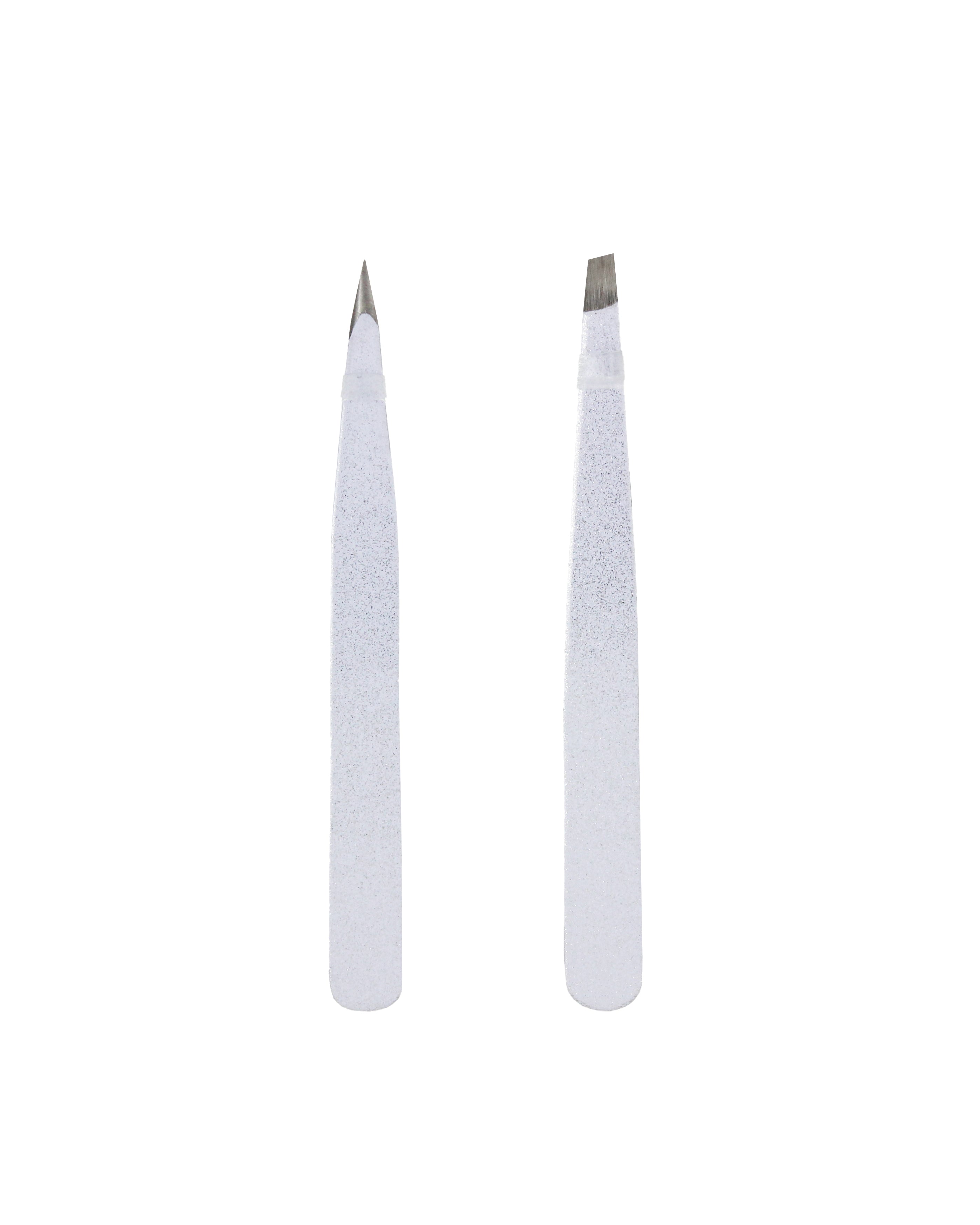 White Eyebrow Tweezers Set of 2